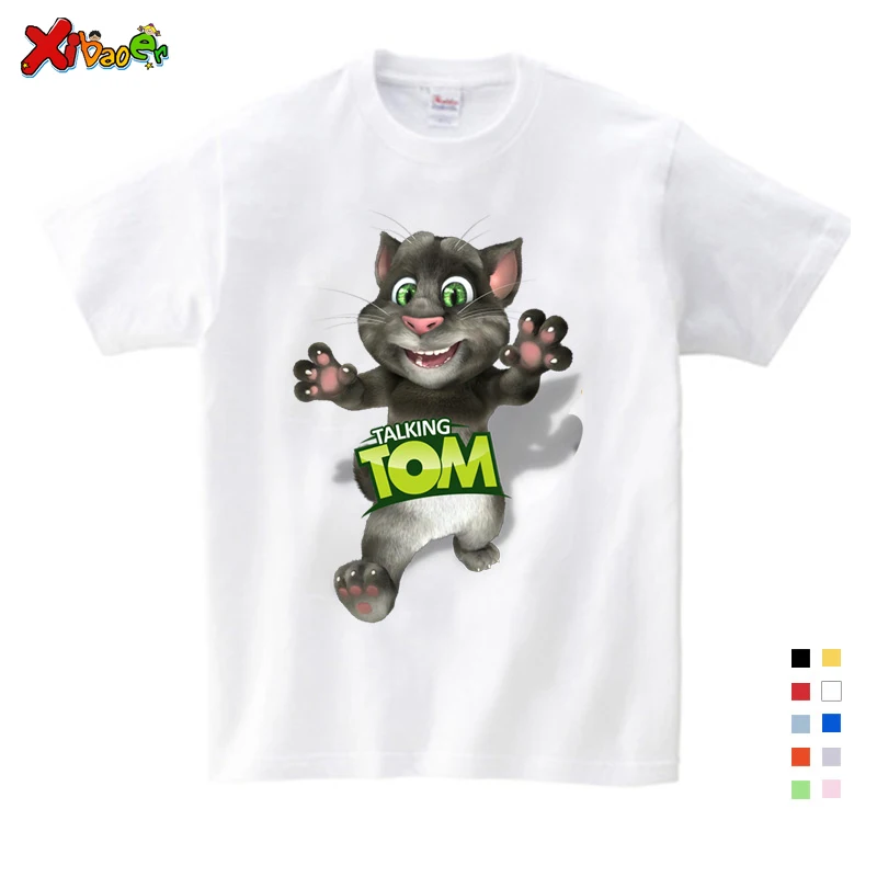

Cartoon Printed Children Summer Cotton T-shirt Talking Cat Game Boy/girl Tops Breathable Comfort TShirt Funny Cartoon Tops 3T-9T