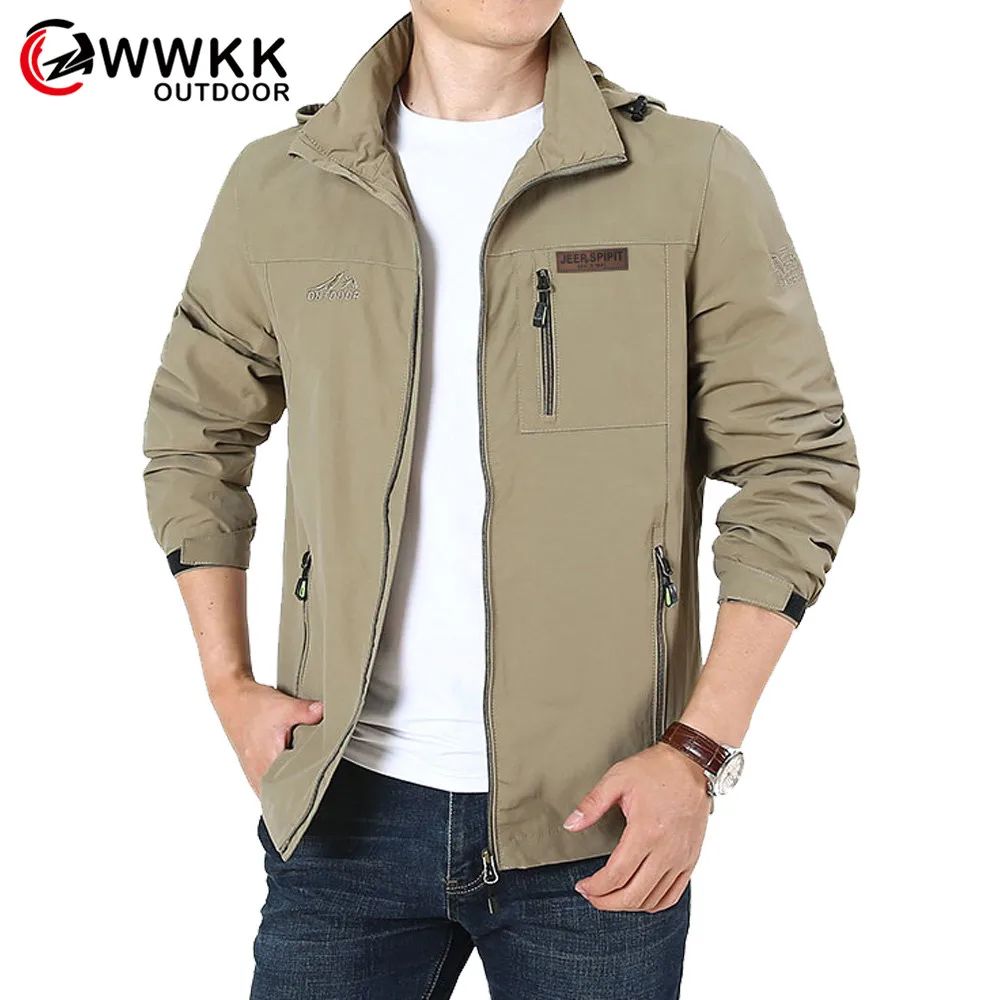 WWKK New Men's Climbing Trekking Windbreaker Fishing Waterproof Jackets Outdoor Hiking Jacket Men Spring Autumn Sports Rain Coat | Спорт и