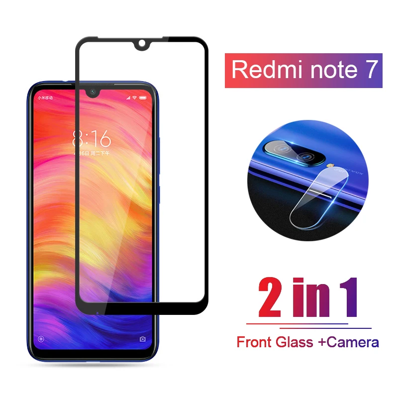 2 в 1 закаленное стекло для Redmi note 7 pro Защитная пленка экрана камеры xiaomi redmi 8a 8