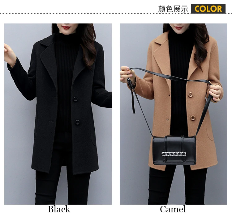 Осенне-зимнее шерстяное пальто женское высококачественное тонкое шерстяное пальто с воротником Модное теплое шерстяное пальто camel Для женщин