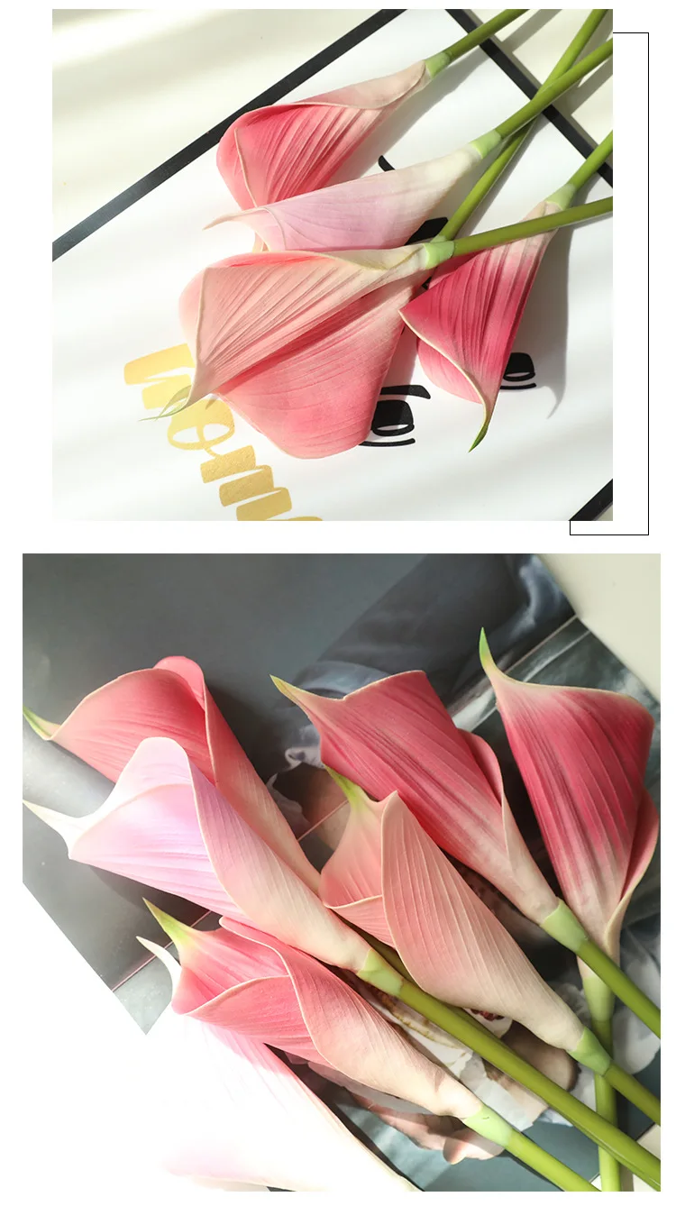 JAROWN PU 인공 꽃 칼라 릴리 무리 가짜 꽃 웨딩 부케 DIY 테이블 홈 웨딩 장식 녹색 식물 Tuin Decoratie (29)