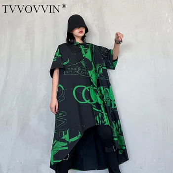 

Korea Women Black Printed Asymmetrical Big Size Shirt Dress New Lapel Half Sleeve Loose Fit Fashion Spring Autumn 2020 1R785