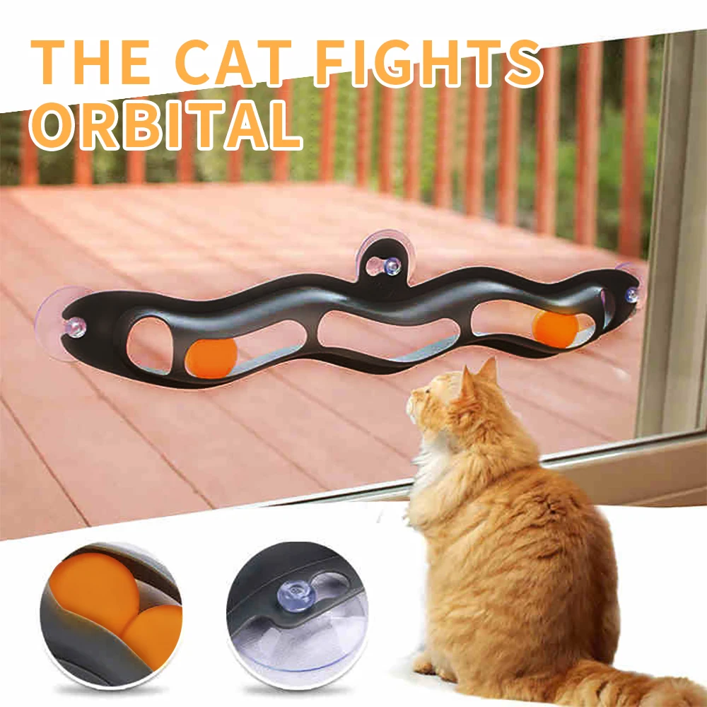 

Cat Practical Window Suction Cup Track Ball Pet Accessories Pets Cat Toys Interactive Track Ball Toy Ball Cat Tennis Sucker Toy