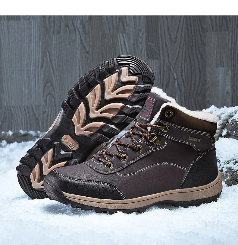 Классические зимние мужские ботинки; роскошные мужские уличные кроссовки; Рабочая обувь; Мужская обувь; резиновая Теплая Обувь На Шнуровке; большие Size37-47