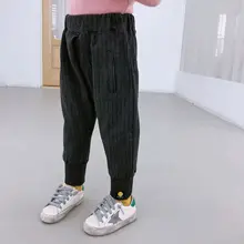 Новинка года; Сезон Зима; стильная детская одежда для мужчин и женщин; повседневные брюки в полоску в стиле унисекс; детские шаровары