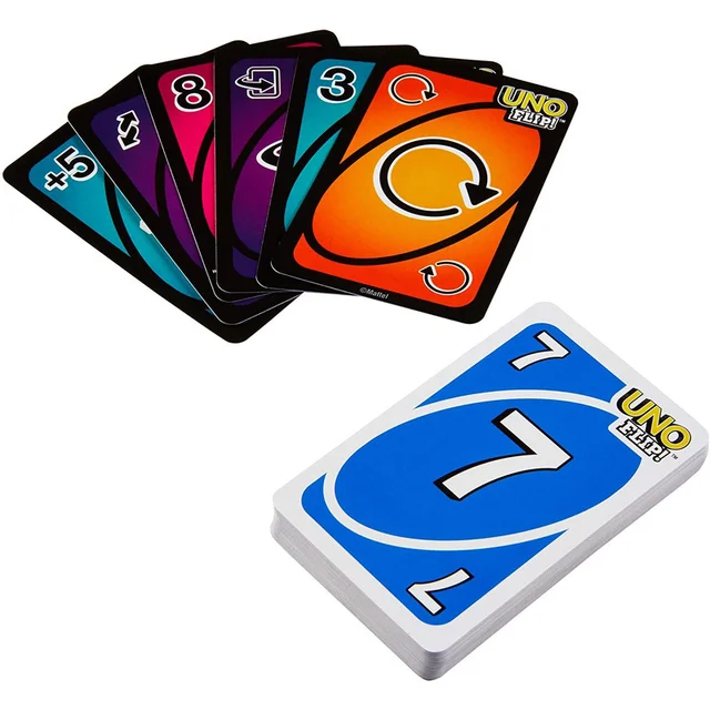 Mattel Games Genuine Uno-Flip Poker Games Card Game Iron Box Family Funny Multiplayer Game Fun Poker Kids Toys Playing Cards 2