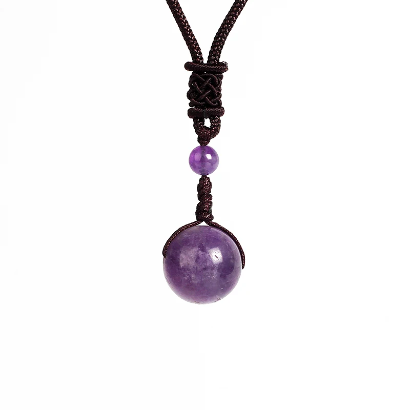 Natural Royal Amethysts Bead Pendant Necklaces Woman Transfer Good Luck Necklace Amulet Rope Chain Handmade Jewelry Gift | Украшения и