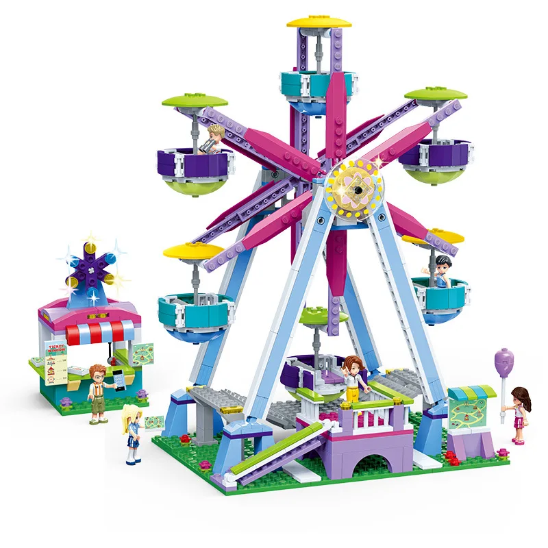 

Girl'S Amusement Park Series Assembled Building Blocks Girls Educational Assembly Assembled Plastic Building Block Toys Ferris W