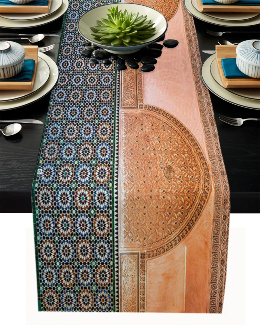 N/A chipinjiechepin Double-Sided Vintage Moroccan with Gold Line Table Runner 13 x 90 Inches Long,Table Cloth Runner for Wedding Party Holiday N/A chipinjiechepin Double-Sided Vintage Moroccan with Gold Line Table Runner 13 x 90 Inches Long,Table Cloth Runner for Wedding Party Holiday