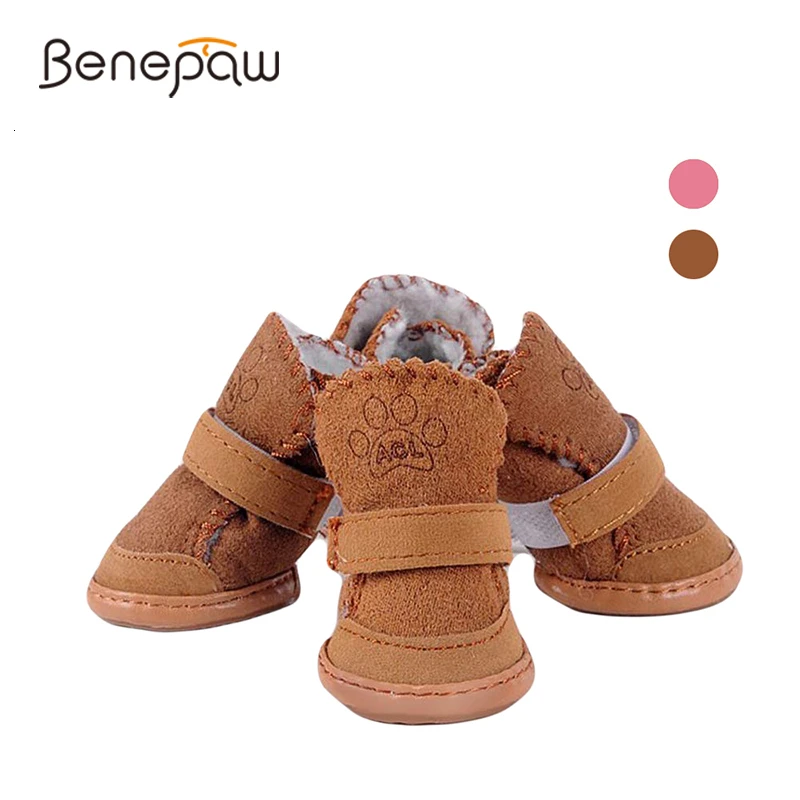Benepaw Warm Fleece Dog Shoes Winter Suede Adjustable Anti-slip Pet Booties For Small Medium Large Dos Comfortable Cat Boots | Дом и сад