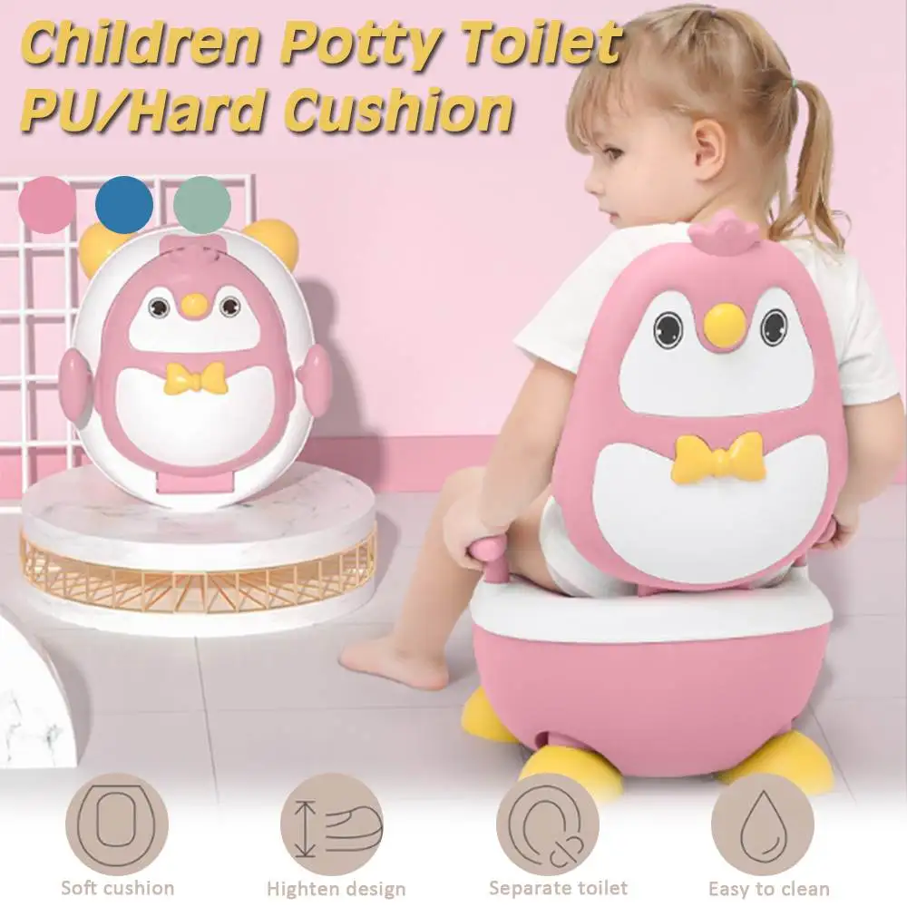 Children Potty Penguin Shape Spatterproof Urine Portable Toilet Freely Adjustable Height for Kid Care RU Fast Delivery