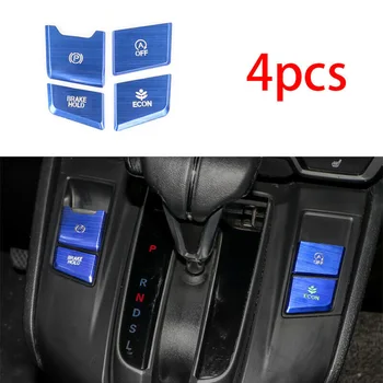 

4pcs/Set Console Handbrake Button Cover Trim Decor Aluminum Alloy Blue For Honda CRV CR-V 2017-2020 Car Styling Accessories