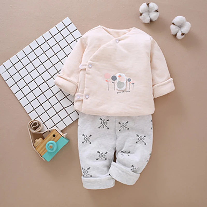 Одежда для малышей; комплект нижнего белья для новорожденных; милая хлопковая одежда для малышей; осенне-зимний комплект для малышей; комплект одежды для младенцев - Цвет: khaki1