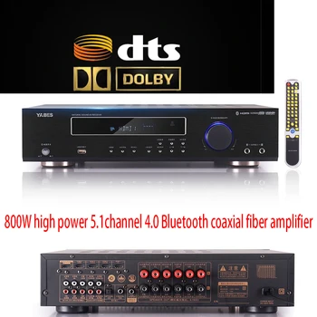 

KYYSLB 800W 220V 5.1 Bluetooth Amplifier AV-638 DTS Dolby HD Decoding Amplifier Home High-power Professional Digital Amplifier