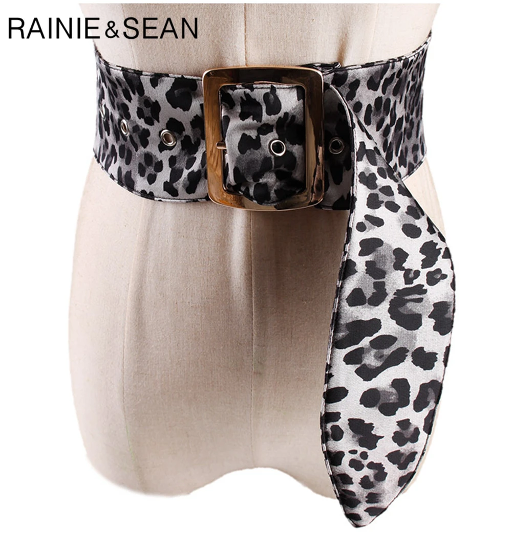 Renie SEAN Леопардовый женский пояс без отверстий Модные женские пояса для женщин широкие пояса для платьев Ceinture