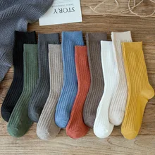 3 пар/лот, Харадзюку, Ретро стиль, женские хлопковые свободные носки для зимы, корейские, чистый цвет, желтый, дизайнерские, рождественские, милые, каваи