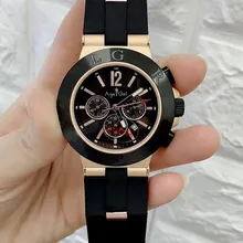 Роскошные брендовые новые мужские часы из нержавеющей стали цвета розового золота, резины, серебра, черного цвета, японские кварцевые часы с хронографом и сапфиром, классические спортивные часы AAA