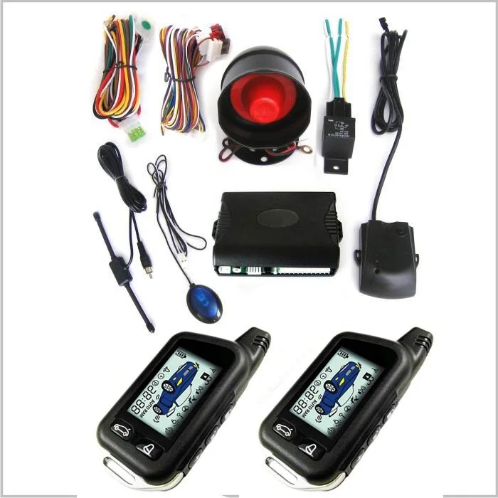 2 Way PKE Car Alarm System LCD Pager Display Auto Lock Unlock Security Vibration DC12V Alarm