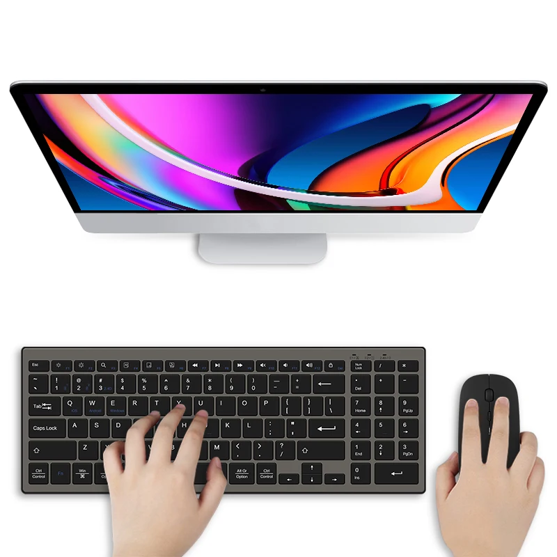 AJIUYU Wireless Keyboard Multi-Device Keyboard Ultra Thin Silent Full-size Bluetooth for Notebook Laptop PC Tablet iPad