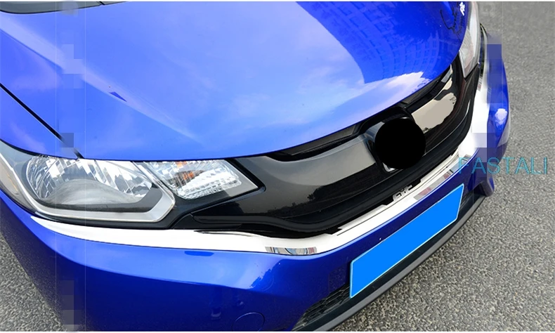 Для Honda FIT- отделка переднего бампера полоса сетка украшение яркая полоса из нержавеющей стали Декоративная полоса автомобильные аксессуары