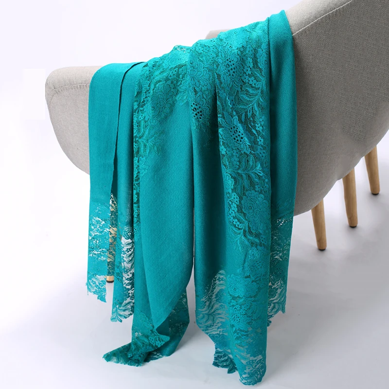 

Young Lady Cachecol Feminino Wrap Cashmere Blend Shawls Oversize Women Pashmina Handmade Lace Embroidery Beads Mujer Bufanda