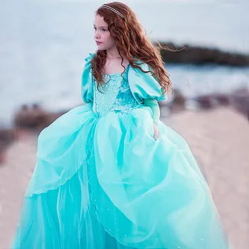 

Girls Little Princess Ariel Dress Up Dresses Kids Fancy Frock Role Playing Costume Birthday Party Wedding Flower Girl
