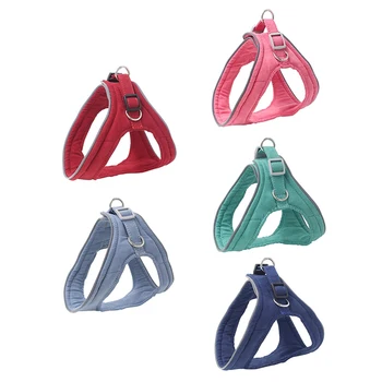 

Dog Lightweight Suede Velvet Harness for Small and Medium Dogs Reflective Night Walking Chest Strap Collar No Pull Easy Control