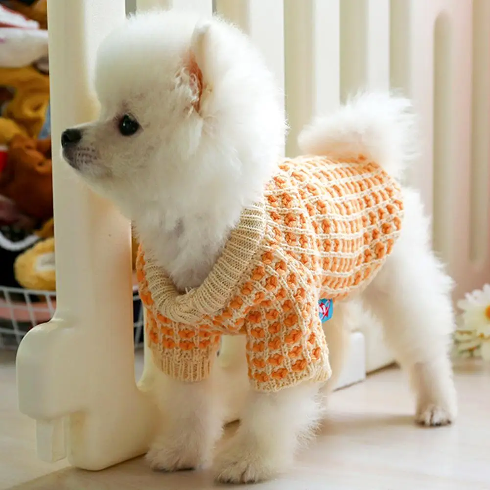 

Warm Cat Dog Knitted Sweater Winter Clothes Pets Dog Cat Orange Color Wafer Sweater Autumn Winter Puppy Warm Clothes Costume