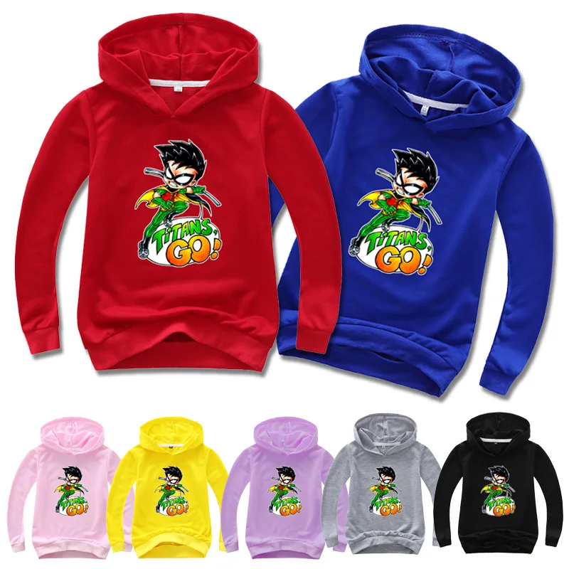 

2-13 Years Teening Titans GO Children Hoodie Girls Boys Fashion Long Sleeve Pullover Sweater fall clothes for kids