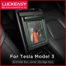 LUCKEASY Скрытая прозрачная коробка для хранения для Tesla модель 3- подлокотник коробка крышка коробка для хранения
