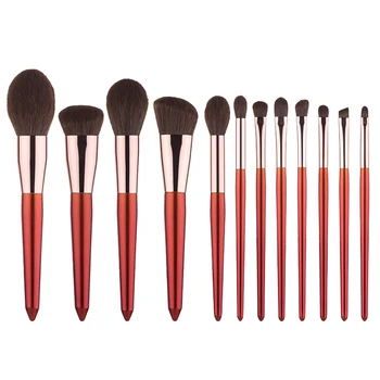 

12pcs in 1 Set Tail Makeup Brushes Kit Portable Soft Hair Cosmetic Brushes Professional Brushes Wooden Handle Makeup Tools Set