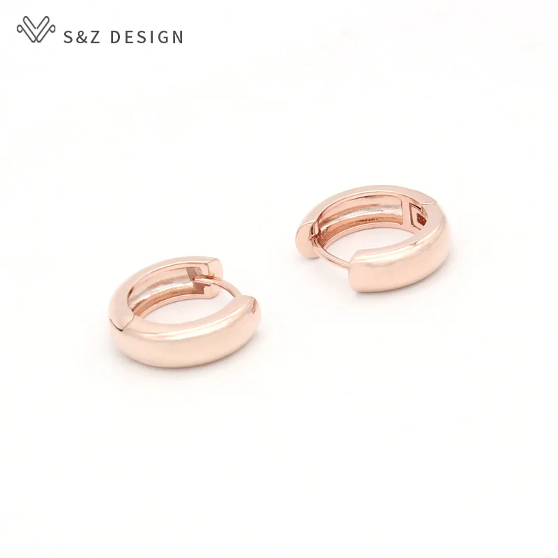 S&Z DESIGN New Arrivals Smooth Arc Metal Dangle Earrings For Women Girl Jewelry 585 Rose Gold Color Eardrop