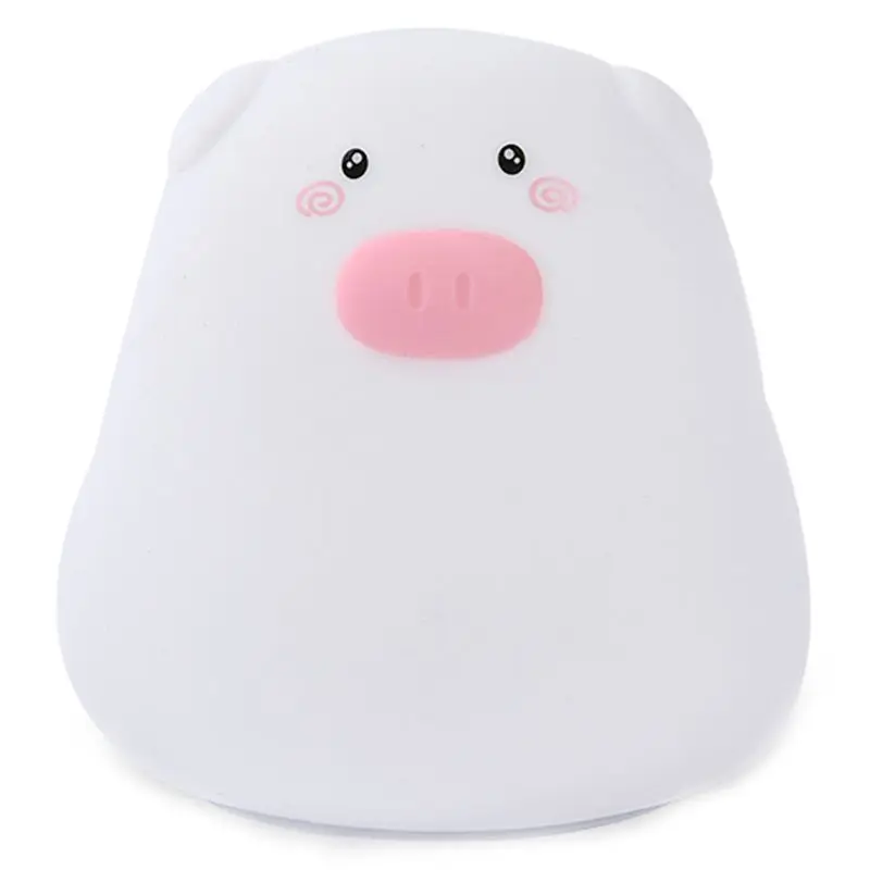

Cute Pig Led Night Light Press Sensor Colorful Cartoon Silicone Children Kids Baby Bedroom Bedside Table Lamp Toy