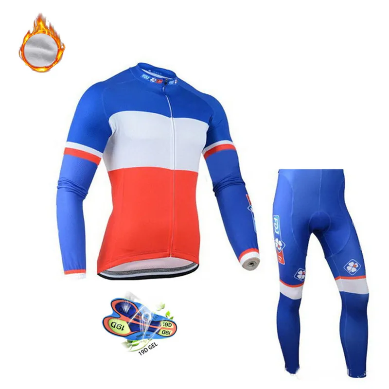 2020 FDJ Pro Team зимний термальный флисовый Трикотажный костюм с длинным рукавом