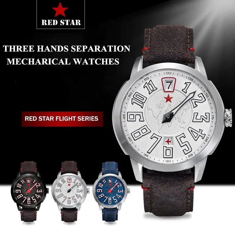 

2019 Top Brand Red Star flight automatic mechanical watch Men Seagull ST1721 Three-needle separation sapphire pilot wristwatches