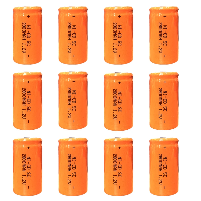 

OOLAPR 12PCS High quality battery rechargeable battery SC battery SC battery replacement 1.2 v with tab 2800 mah
