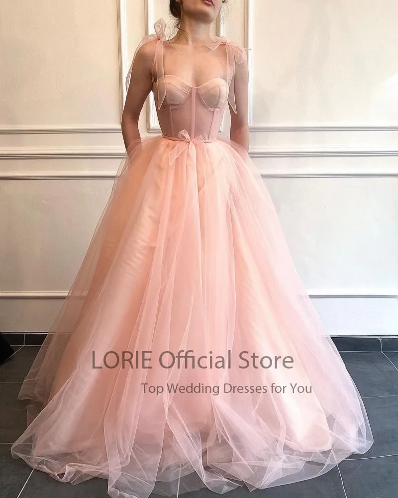LORIE Fairy Pink Prom Dresses Spaghetti Strap A-Line Arabic Evening Gown Blush Pink Long Celebrity Party Dress for Graduation LORIE Fairy Pink Prom Dresses Spaghetti Strap A-Line Arabic Evening Gown Blush Pink Long Celebrity Party Dress for Graduation