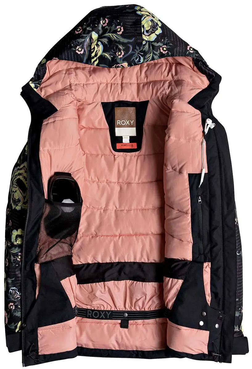 Chaqueta de snowboard Roxy 2018-19 copo de true black_torah's roses chaquetas para exteriores cálidas y cómodas al desgaste para deportes Kant accesorio de seguridad eficiente, actividades, de