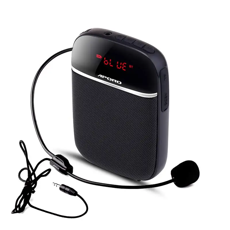 

APORO T3 Voice Amplifier Bluetooth Speaker With Wired Microphone Portable 10W Audio Record FM Radio Music Player For Speaking