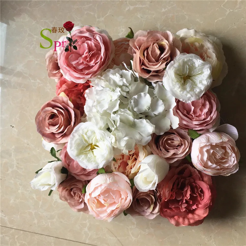 

SPR China Manufacturer Decorative White Blush Pink Rose Wall panel Artificial Flower Backdrop Stand Wedding