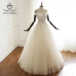 Роскошное Свадебное платье принцессы 2019 Swanskirt аппликация «сердце» бальное платье украшенное бусами свадебное платье с открытой спиной