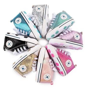 

Baby Shoes Newborn fashion Shining Canvas Boy Girl Shoes Cool First Walkers Crib Shoe White Soft Anti-Slip Sole Toddler Infant