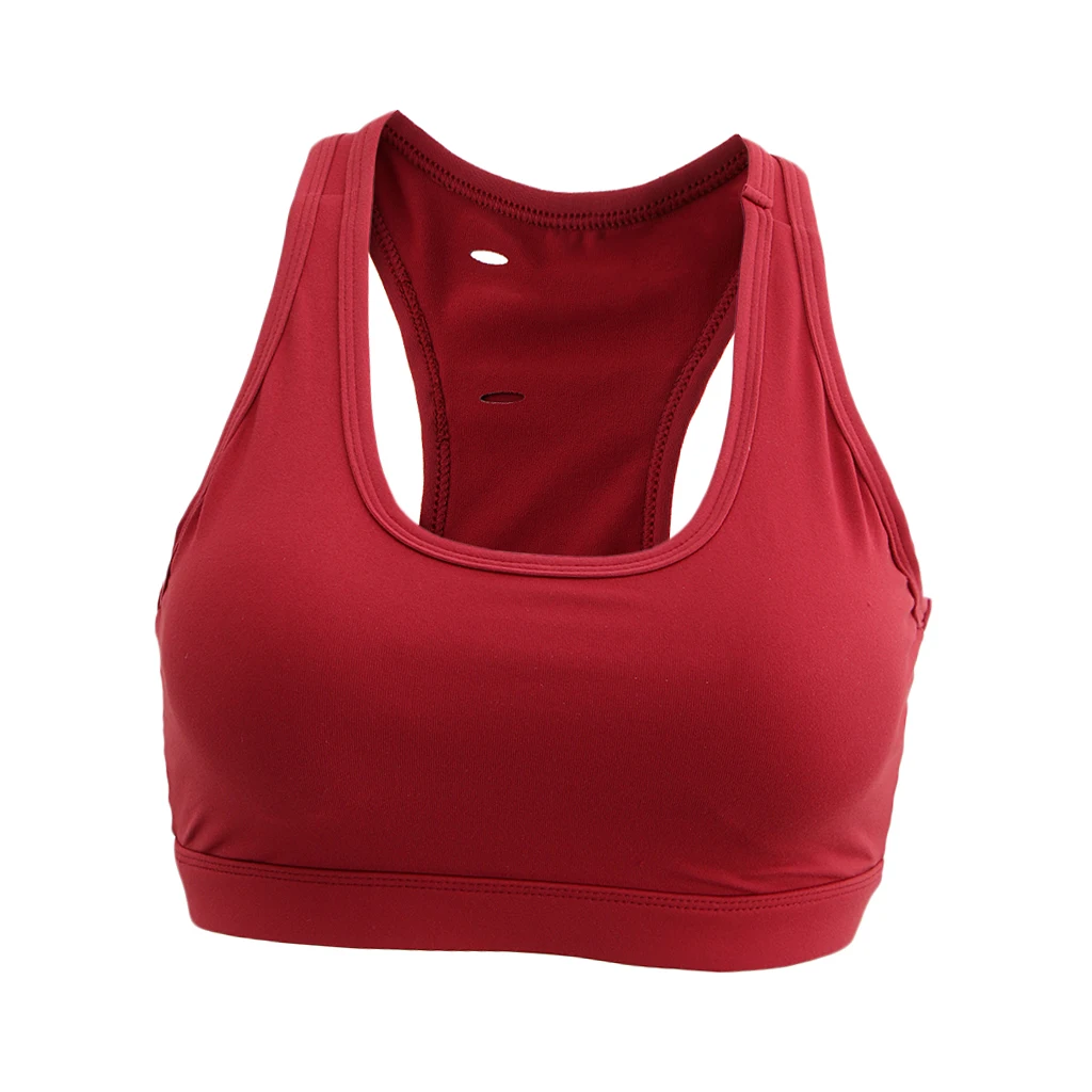 Casual Comfortable Seamless Pad Inserts Sports Bra Support Yoga Workouts Tops Racerback with Back Pocket