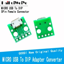 Adaptador micro usb para mergulho, adaptador conector fêmea 5 pinos tipo b conversor pcb placa de ensaio interruptor placa mãe smt assento quente