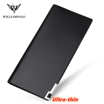 

WILLIAMPOLO luxury brand leather genuiner wallet men card case Marvel Ultra-thin slim Multi-Card Long Coin purse card holder