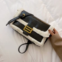 Осень-зима, маленькая сумка из овечьего меха, Женская, волна, Корейская версия, дикая сумка-мессенджер, мягкая поверхность, модная сумка через плечо