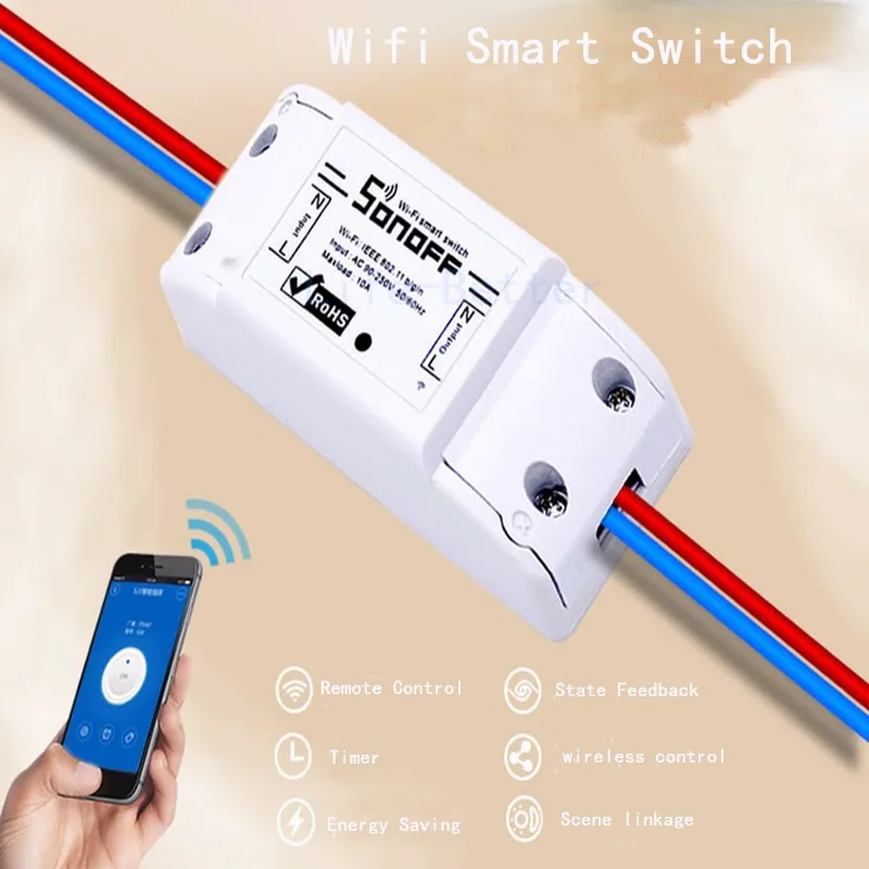 

Sonoff Basic Wifi Smart Switch Wireless Control Switch Light Timer Smart Home Automation For Alexa Google Home