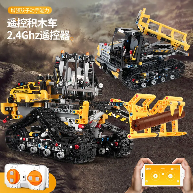 MOC 13034 13035 технический грузовик серия моторизованный двигатель гусеничный
