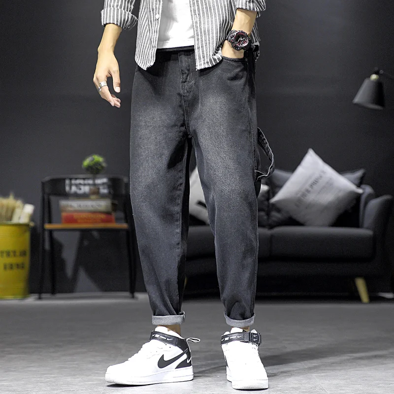 

2020 new autumn men jeans men's casual loose ankle-length pants straight style wide leg men's jeans man pants