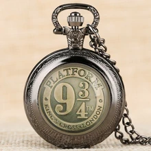 Черный/бронза/золото/серебро Гарри 9 3/4 платформа Королевский Крест кварцевые карманные часы ожерелье цепь брелок часы кулон искусство коллекционные вещи